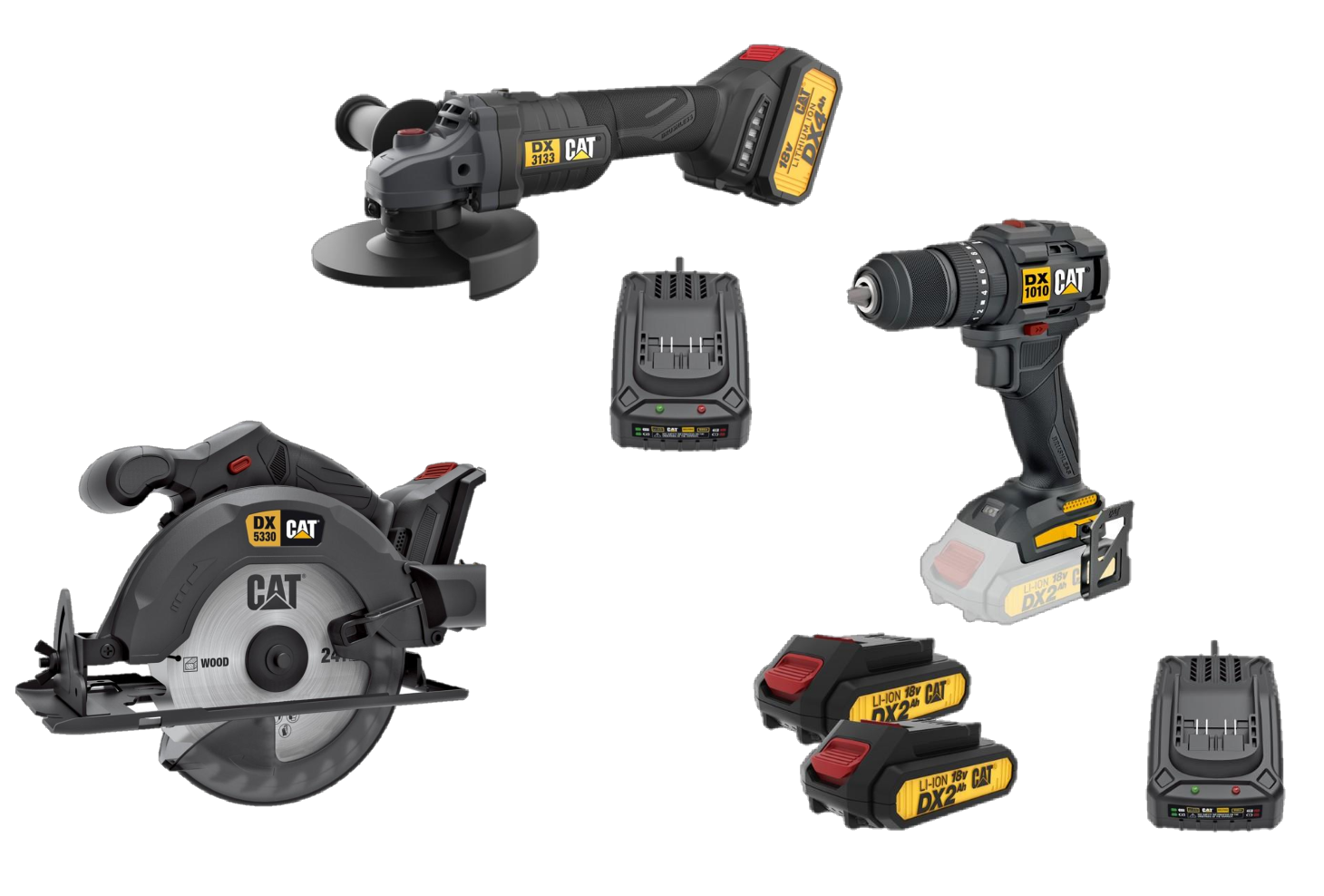 CAT 3 Pce Power Tool Combo Set incl Drill, Grinder & Circular Saw