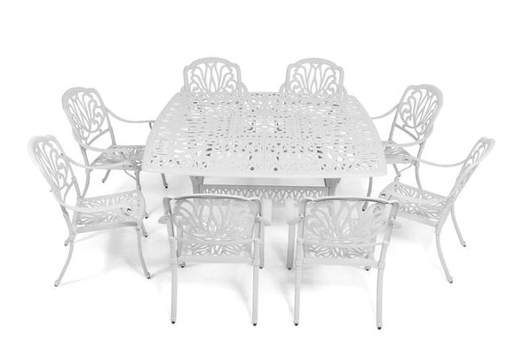 Anray 8 Seater Protea with 164cm x 164cm Patio Table Set SQUARE - White