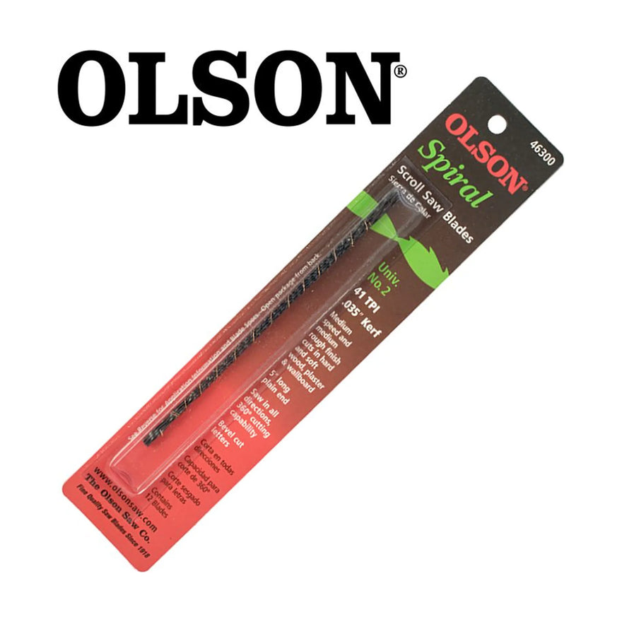 Olson Scroll Saw Blade 5' 125mm 41 TPI Spiral Cut Wood Plain End 6 Piece - image 01
