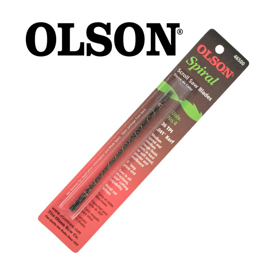 Olson Scroll Saw Blade 5' 125mm 36 TPI Spiral Cut Wood Plain End 6 Piece - image 01