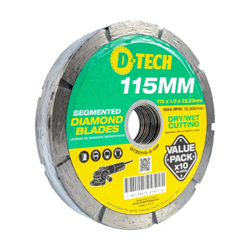 D-Tech Diamond Blade Segmented 115 x 22.23 Brick & Masonry 10Pack - image 01