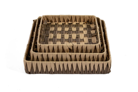 Woven Square Basket Set – 3-Piece, White - image 01