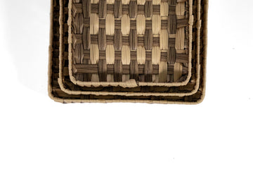 Woven Square Basket Set – 3-Piece, White - image 02