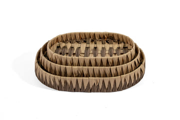Woven Oval Basket Set – 3-Piece, Brown - image 01