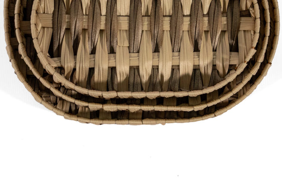 Woven Oval Basket Set – 3-Piece, Brown - image 02