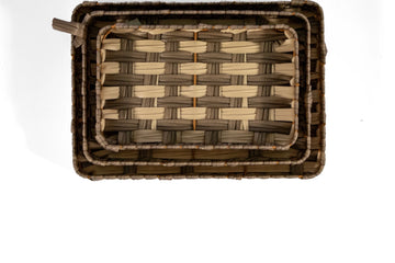 Woven Square Basket Set – 3-Piece, Beige - image 02