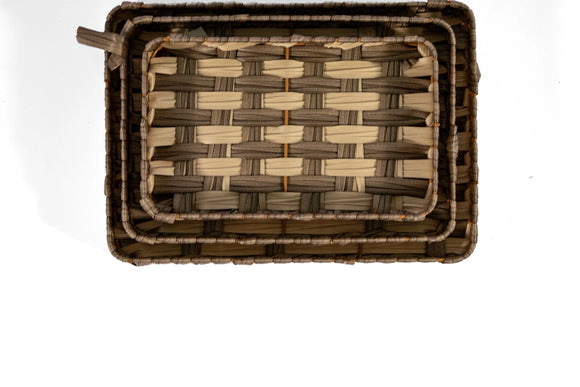 Woven Square Basket Set – 3-Piece, Beige - image 02