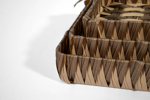 Woven Square Basket Set – 3-Piece, Beige - image 03