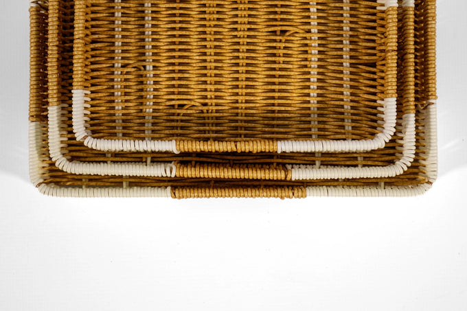 Rattan Woven Square Basket Set – 3-Piece, White - image 02