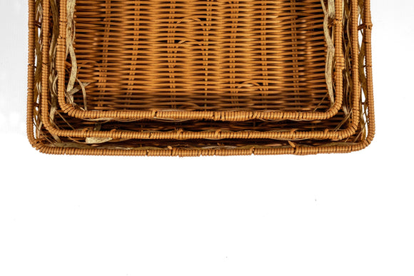 Rattan Woven Square Basket Set – 3-Piece, Natural - image 02