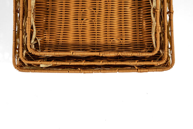Rattan Woven Square Basket Set – 3-Piece, Natural - image 02