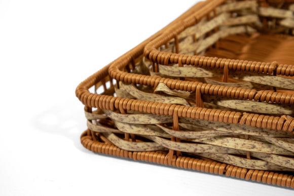Rattan Woven Square Basket Set – 3-Piece, Natural - image 03