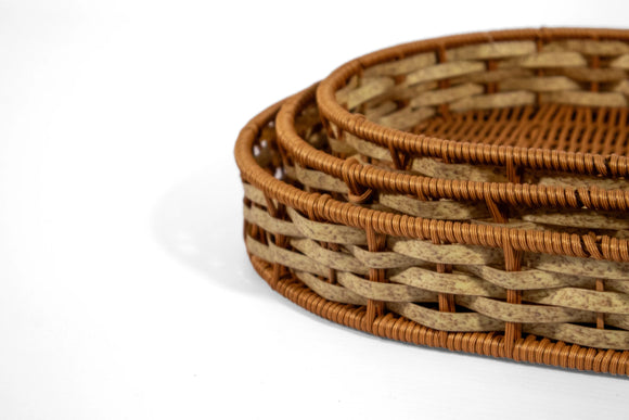 Rattan Woven Oval Basket Set – 3-Piece, Natural - image 03