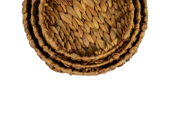 Hyacinth Woven Round Basket Set – 3-Piece, Natural - image 02