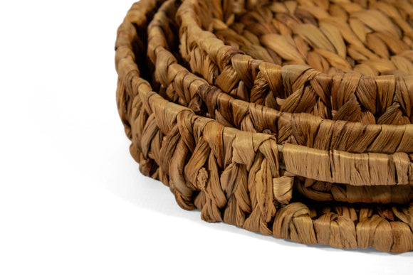 Hyacinth Woven Round Basket Set – 3-Piece, Natural - image 03