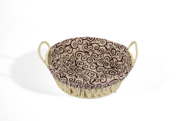 Paper Weave Round Basket with White & Black Lining - image 01