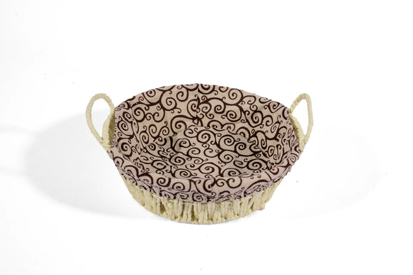 Paper Weave Round Basket with White & Black Lining - image 01