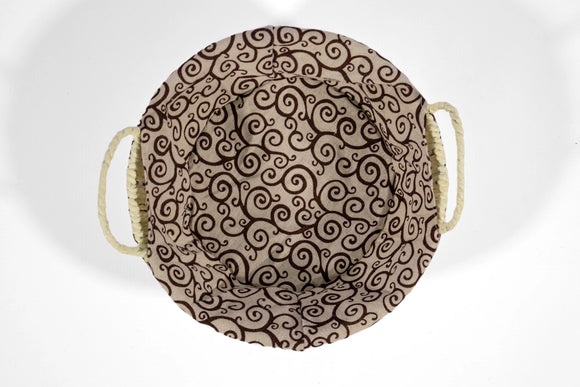 Paper Weave Round Basket with White & Black Lining - image 02