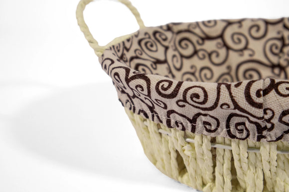 Paper Weave Round Basket with White & Black Lining - image 03