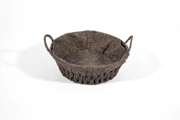 Paper Weave Round Basket with Grey Lining - image 01