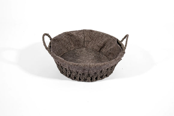 Paper Weave Round Basket with Grey Lining - image 01