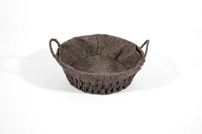 Paper Weave Round Basket with Grey Lining - image 01