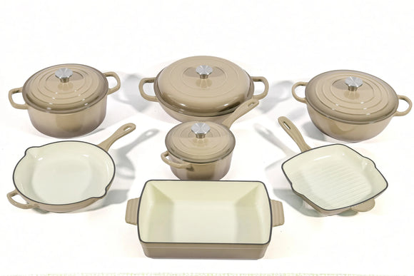 Cast Iron Cookware Set – 11-Piece, White - image 01