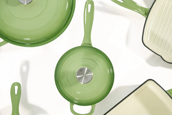 Cast Iron Cookware Set – 11-Piece, Light Green - image 02
