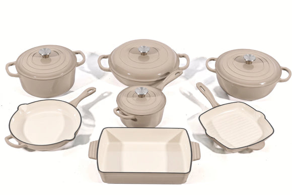 Cast Iron Cookware Set – 11-Piece, Light Grey - image 01