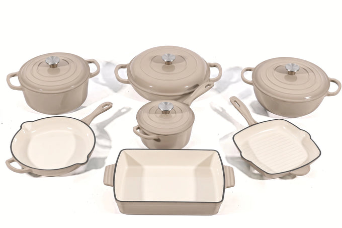 Cast Iron Cookware Set – 11-Piece, Light Grey - image 01