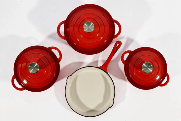 Cast Iron Cookware Set – 7-Piece, Red - image 01