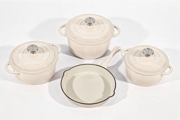Cast Iron Cookware Set – 7-Piece, White - image 01