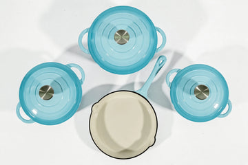 Cast Iron Cookware Set – 7-Piece, Turquoise - image 02