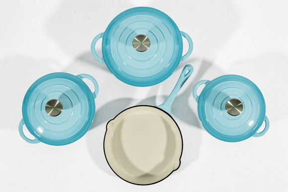 Cast Iron Cookware Set – 7-Piece, Turquoise - image 02