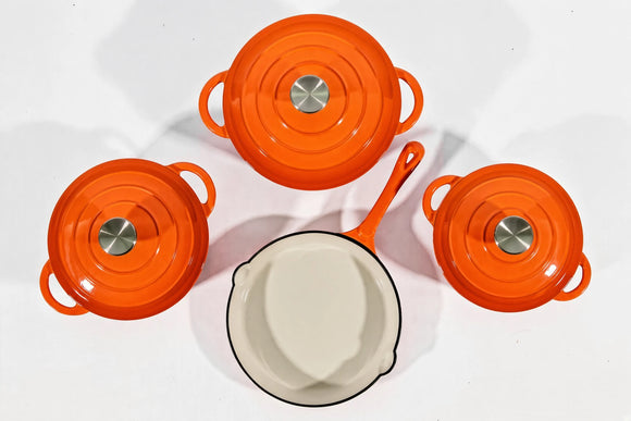 Cast Iron Cookware Set – 7-Piece, Orange - image 01