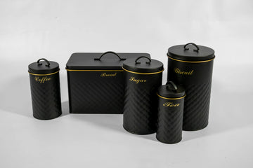 Kitchen Canister, Bread & Biscuit Box Set – Black - image 01