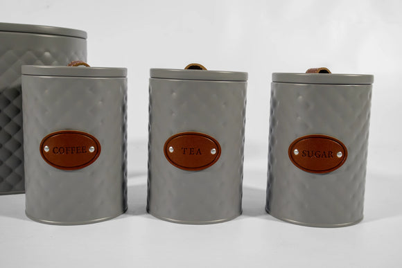 Kitchen Canister & Bread Box Set – Grey & Brown - image 04