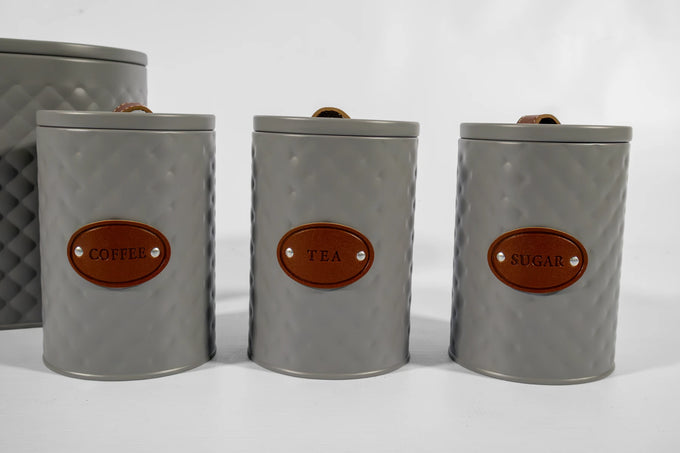 Kitchen Canister & Bread Box Set – Grey & Brown - image 04