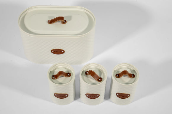 Kitchen Canister & Bread Box Set – Beige & Brown - image 01