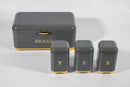 Kitchen Canister & Bread Box Set – Grey with Gold Base - image 01
