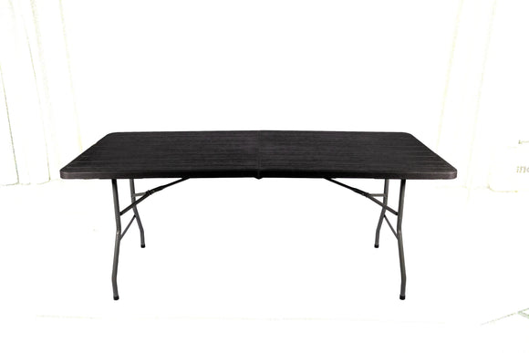 Foldable Camping Table – Black Wood Grain (180 x 70 x 74 cm) - image 01