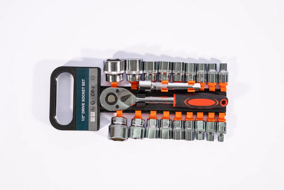 19-Piece 1/2 in Ratchet Socket Set – 8–30 mm - image 01