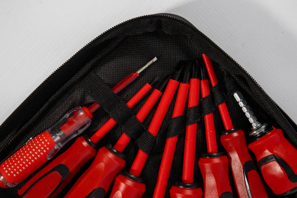 9-Piece Screwdriver Set – Red & Black with Storage Bag - image 02