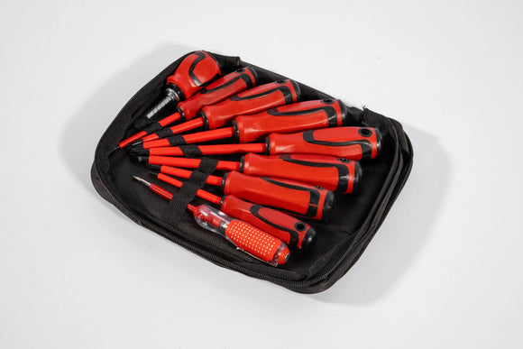 9-Piece Screwdriver Set – Red & Black with Storage Bag - image 03