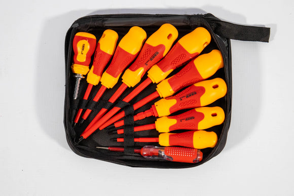 10-Piece Screwdriver Set – Red & Yellow with Storage Bag - image 01