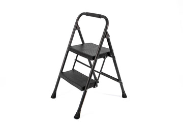 2-Step Foldable Ladder – Black, 200 kg - image 01
