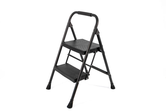 2-Step Foldable Ladder – Black, 200 kg - image 01
