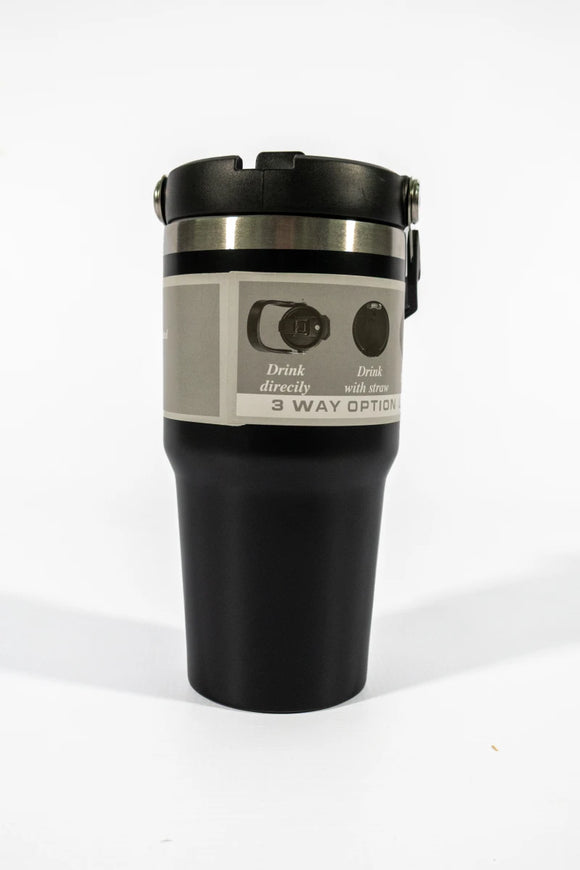 Flip-Straw Water Bottle 600 ml – Black - image 01