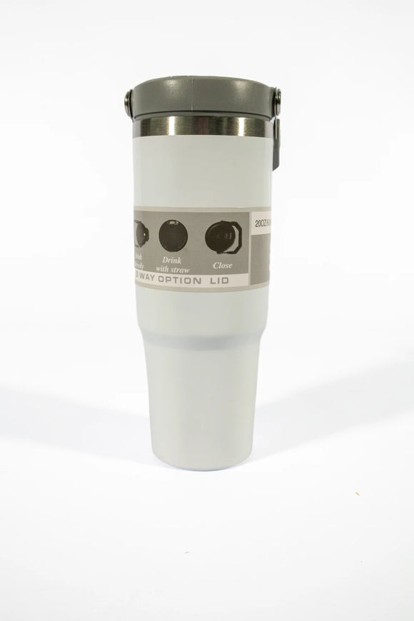 Flip-Straw Water Bottle 900 ml – White - image 01