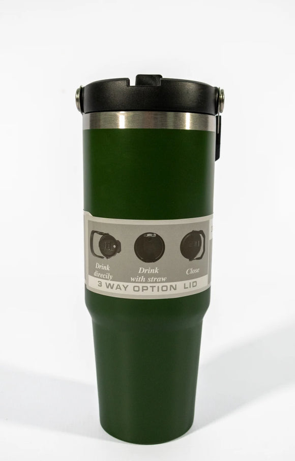 Flip-Straw Water Bottle 900 ml – Dark Green - image 01